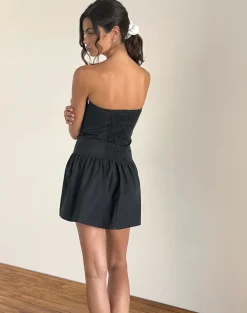 Motel Rocks Bandeau Dresses | Day Dresses-Faelas Mini Dress in Tap Shoe with Off White Bows