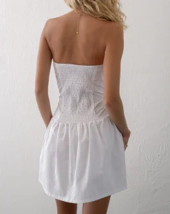 Motel Rocks Bandeau Dresses | Mini Dresses-Faelyn Bandeau Mini Dress in Poplin White