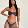 Motel Rocks Swimwear-Farida Bikini Bottom in Dark Grey DarkGrey
