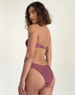 Motel Rocks Swimwear-Farida Bikini Bottom in Deep Mauve DeepMauve