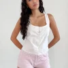 Motel Rocks Strappy Tops | Going Out Tops-Fawn Top in Poplin White PoplinWhite