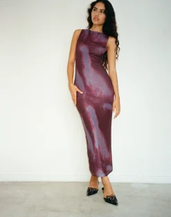 Motel Rocks Printed Dresses | Maxi Dresses-Fayola Printed Maxi Dress in Watercolour Wine WatercolourWine