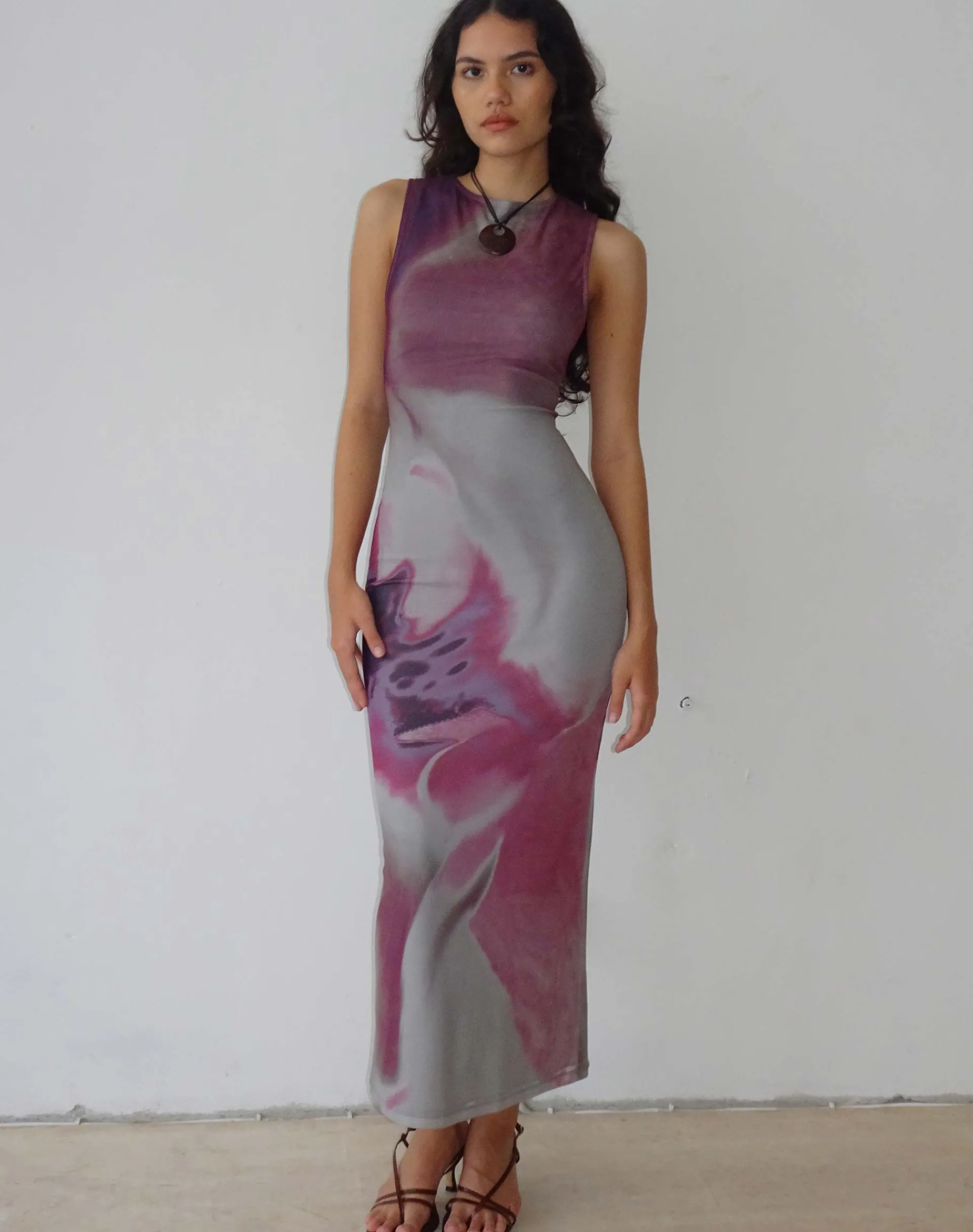 Motel Rocks Printed Dresses | Maxi Dresses-Fayola Printed Maxi Dress in Pink Anatomy of Nature pinkanatomyofnature