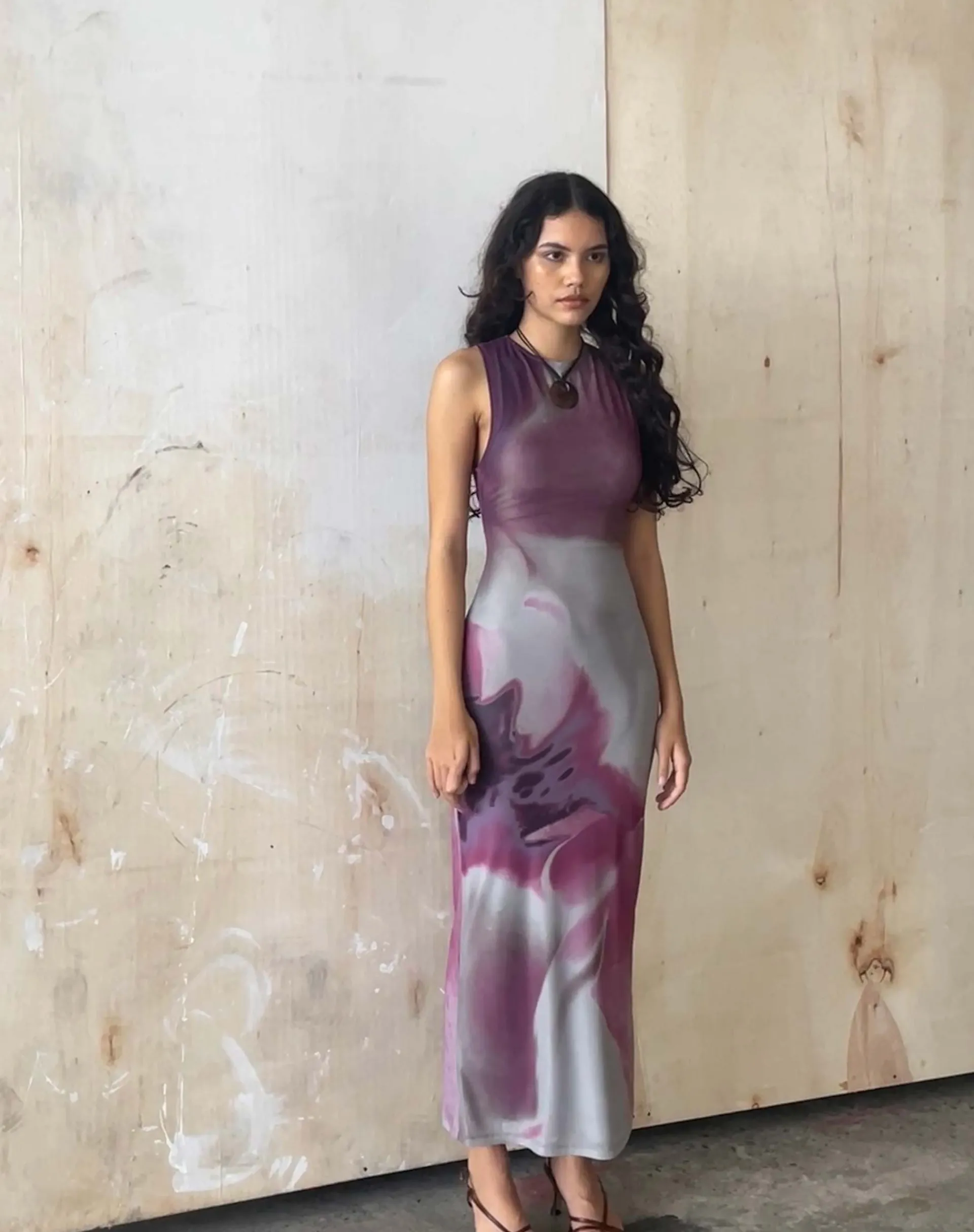 Motel Rocks Printed Dresses | Maxi Dresses-Fayola Printed Maxi Dress in Pink Anatomy of Nature pinkanatomyofnature