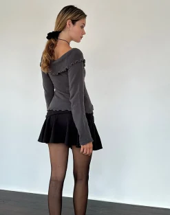 Motel Rocks Jumpers-Febby Sheer Knit Jumper in Dark Charcoal
