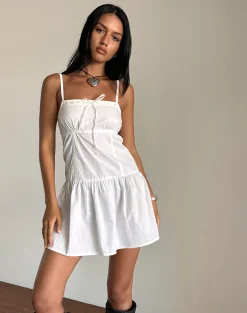 Motel Rocks Day Dresses | Party Dresses-Felin Mini Dress in White Poplin