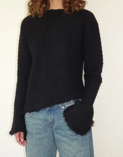 Motel Rocks Jumpers-Fergie Asymmetric Knit Jumper in Black
