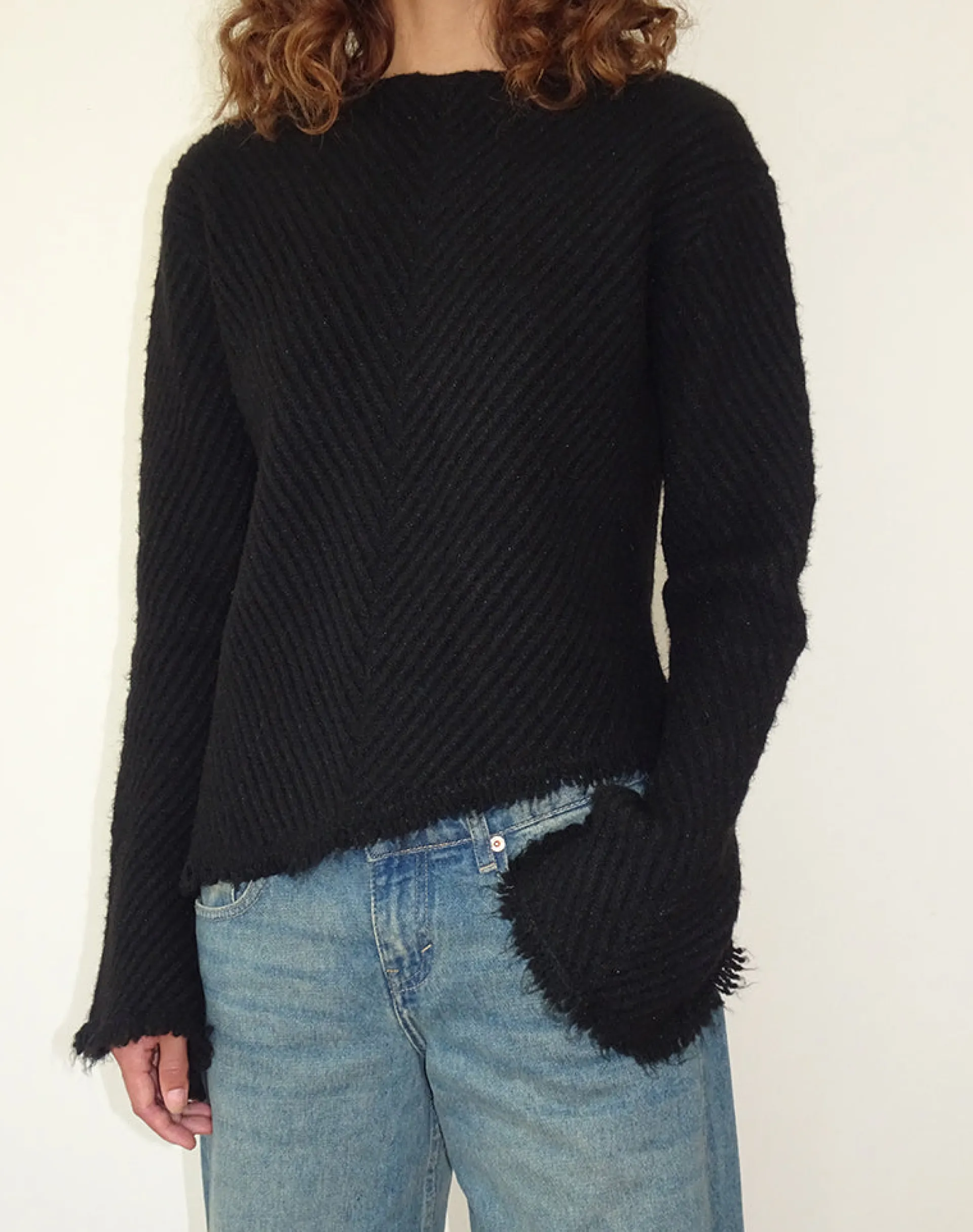 Motel Rocks Jumpers-Fergie Asymmetric Knit Jumper in Black