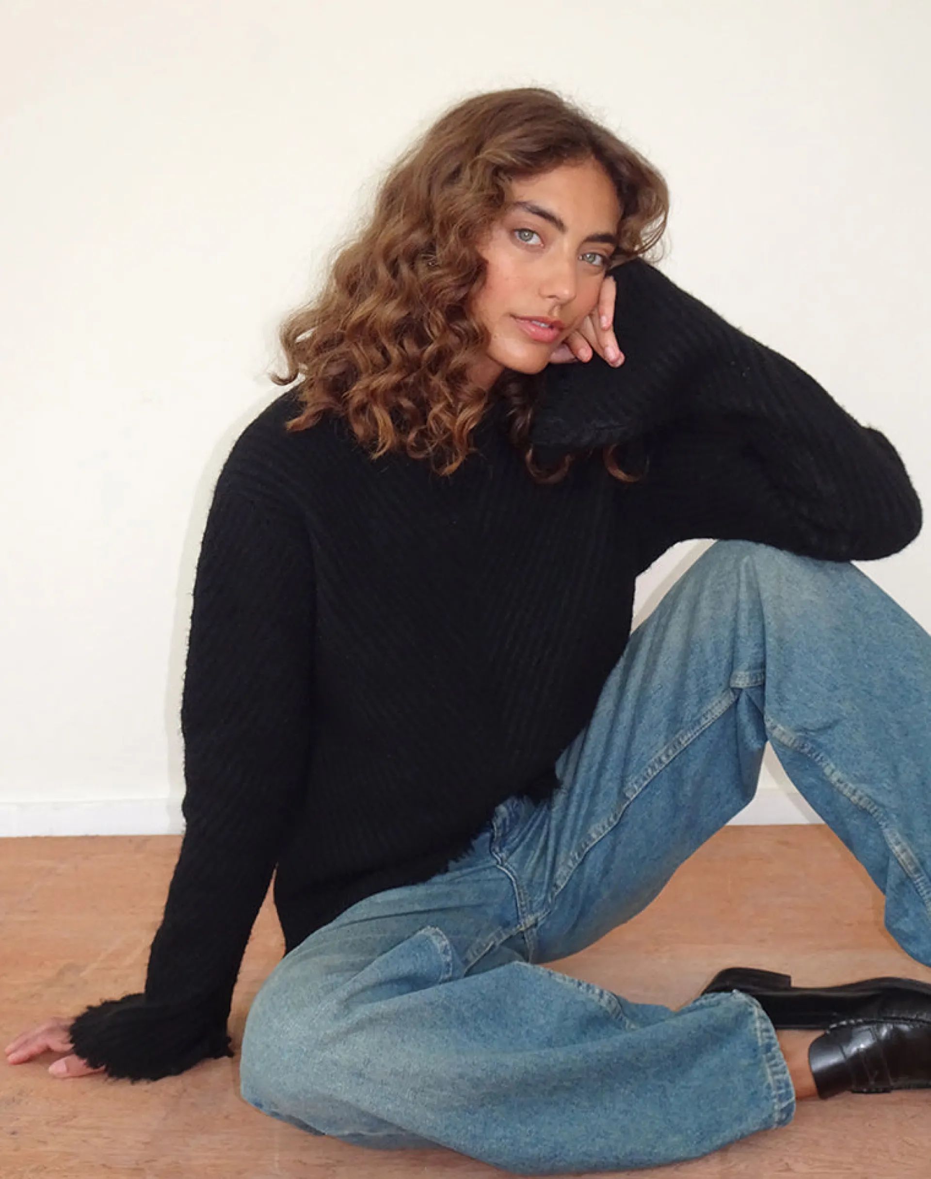 Motel Rocks Jumpers-Fergie Asymmetric Knit Jumper in Black