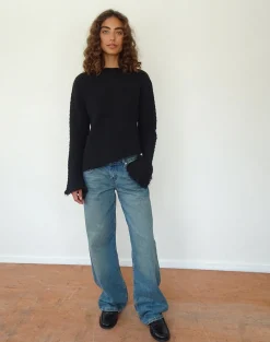 Motel Rocks Jumpers-Fergie Asymmetric Knit Jumper in Black