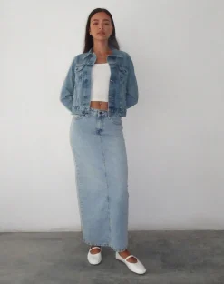Motel Rocks Basics-Fitted Denim Jacket in Blue Wash VintageBlueWash