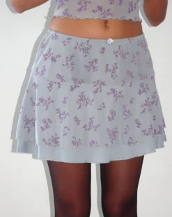 Motel Rocks Mini Skirts-Friska Mini Skirt in Purple Botanist Flock purplebotanistflock