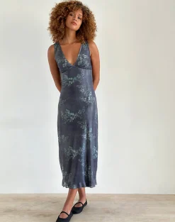 Motel Rocks Printed Dresses | Day Dresses-Gabriela Midi Dress in Faded Botanical Green FadedBotanicalGreen