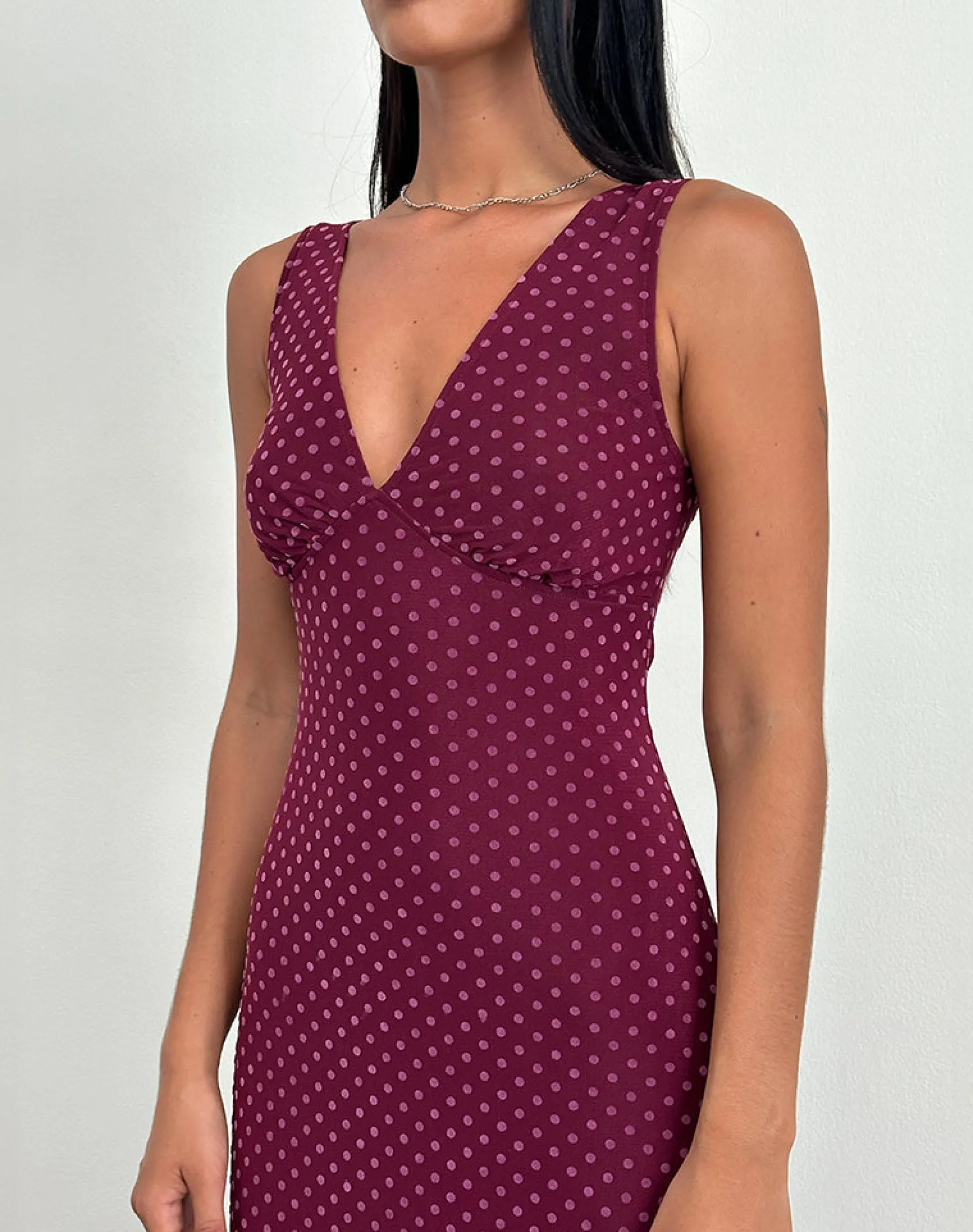 Motel Rocks Printed Dresses | Day Dresses-Gabriella Dress in Basic Polka Flock Berry BasicPolkaFlockBerry