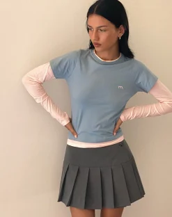 Motel Rocks Basics | Long Sleeve Tops-GALEN TOP LIGHT GREY BLUSH M EMB