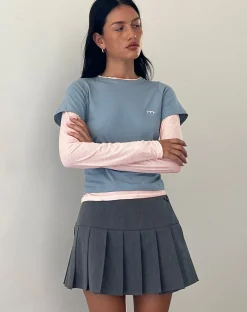 Motel Rocks Basics | Long Sleeve Tops-GALEN TOP LIGHT GREY BLUSH M EMB