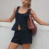 Motel Rocks Tailoring | Co-Ords-Ganita Vest in Baby Cord Navy BabyCordNavy