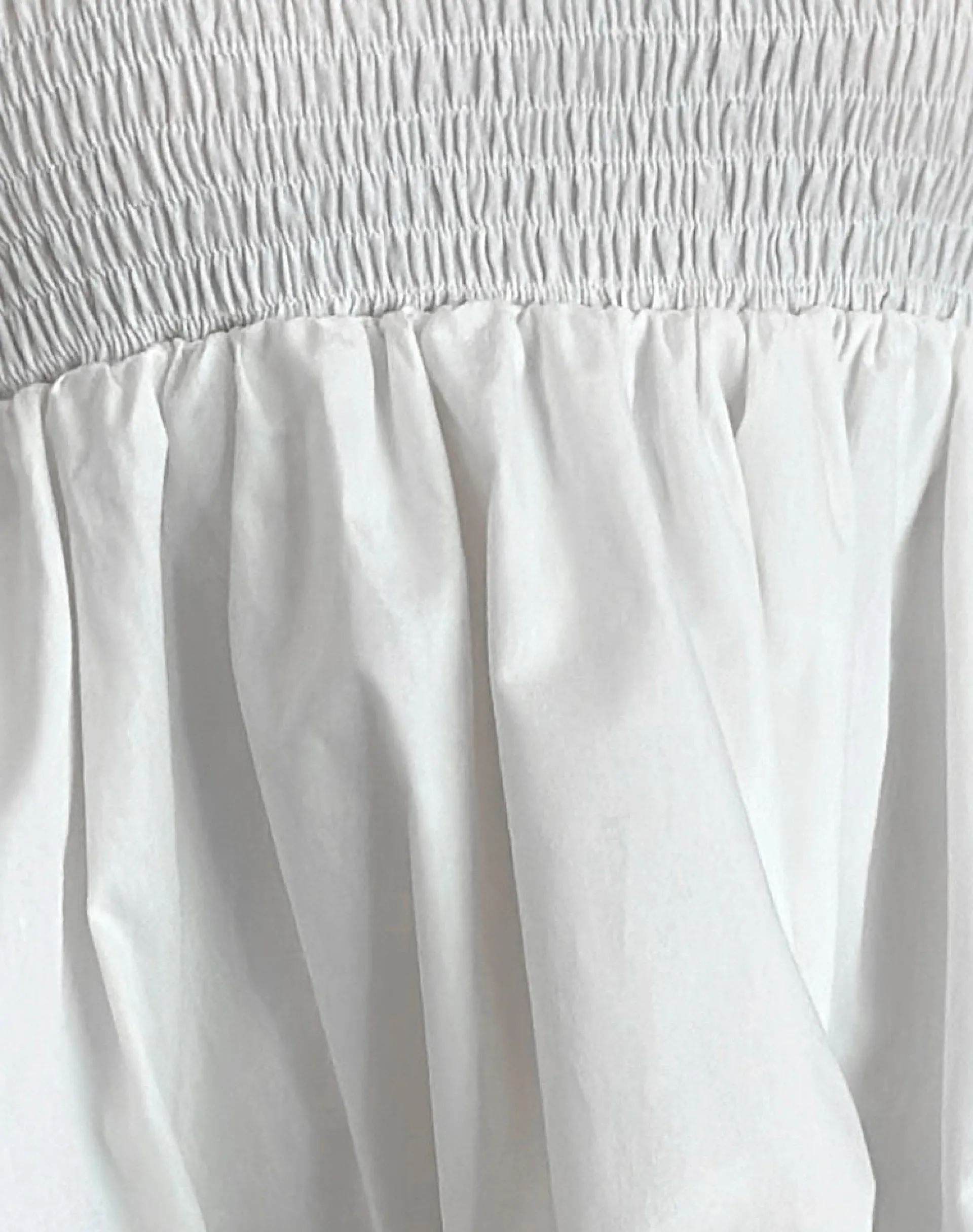 Motel Rocks Bandeau Tops-Gaux Puffball Shirred Top in Poplin Ivory PoplinIvory