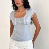 Motel Rocks Corset Tops | Going Out Tops-Gavrilla Top in Satin Baby Blue