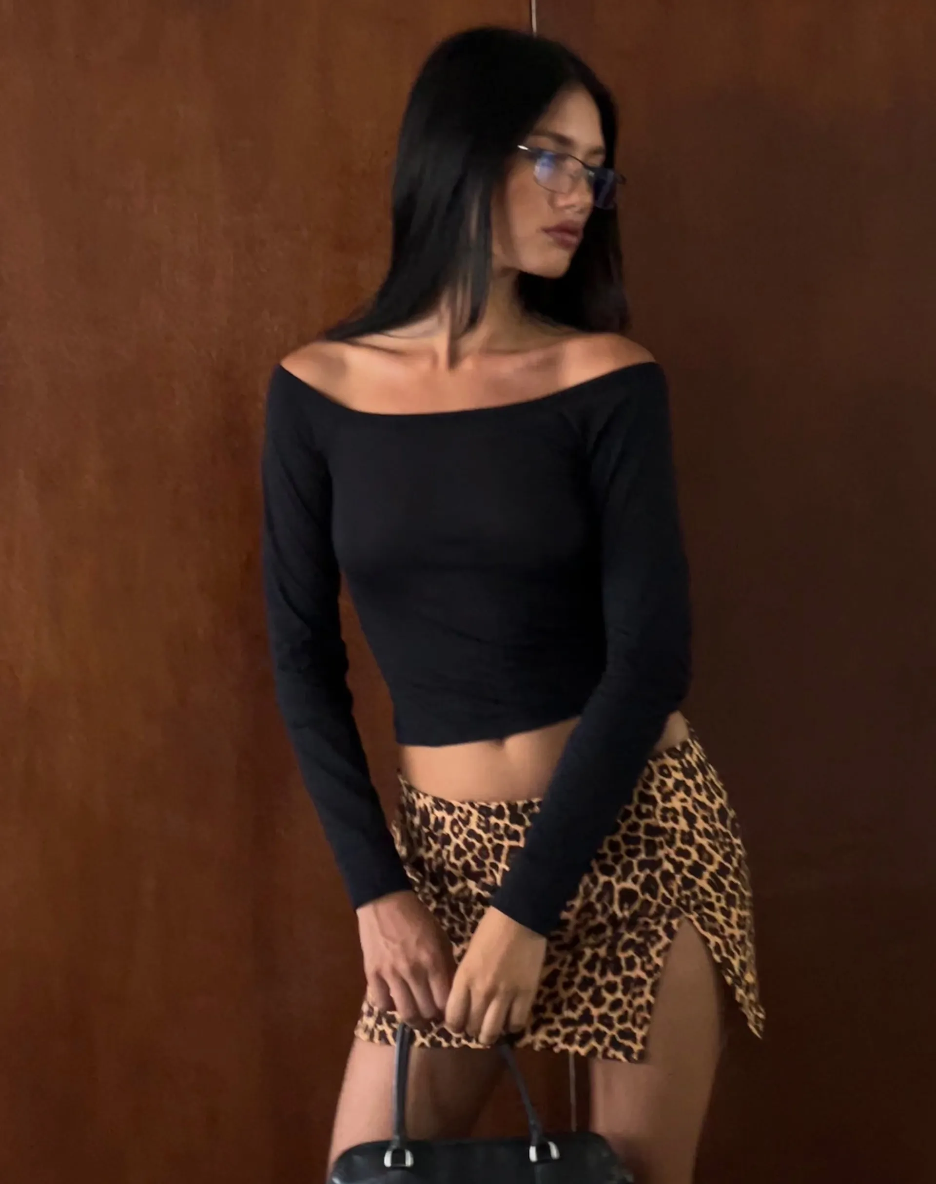Motel Rocks Basics | Basic Tops-Gavya Long Sleeve Bardot Top in black