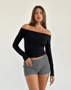 Motel Rocks Basic Tops | Long Sleeve Tops-Gelbiya Long Sleeve Open Back Top in Black