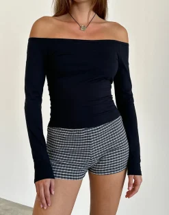 Motel Rocks Basic Tops | Long Sleeve Tops-Gelbiya Long Sleeve Open Back Top in Black