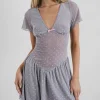 Motel Rocks Party Dresses | Mini Dresses-Geni Mini Dress in Heart Flock Grey HeartFlockGrey