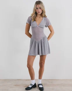 Motel Rocks Party Dresses | Mini Dresses-Geni Mini Dress in Heart Flock Grey HeartFlockGrey