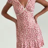 Motel Rocks Day Dresses | Bodycon Dresses-Ginevra Dress in Gardenia Romantic with Lace Trim GardeniaRomanticwithLaceTrim