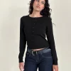 Motel Rocks Cardigans-Giovanna Cardigan in Flat Knit Black