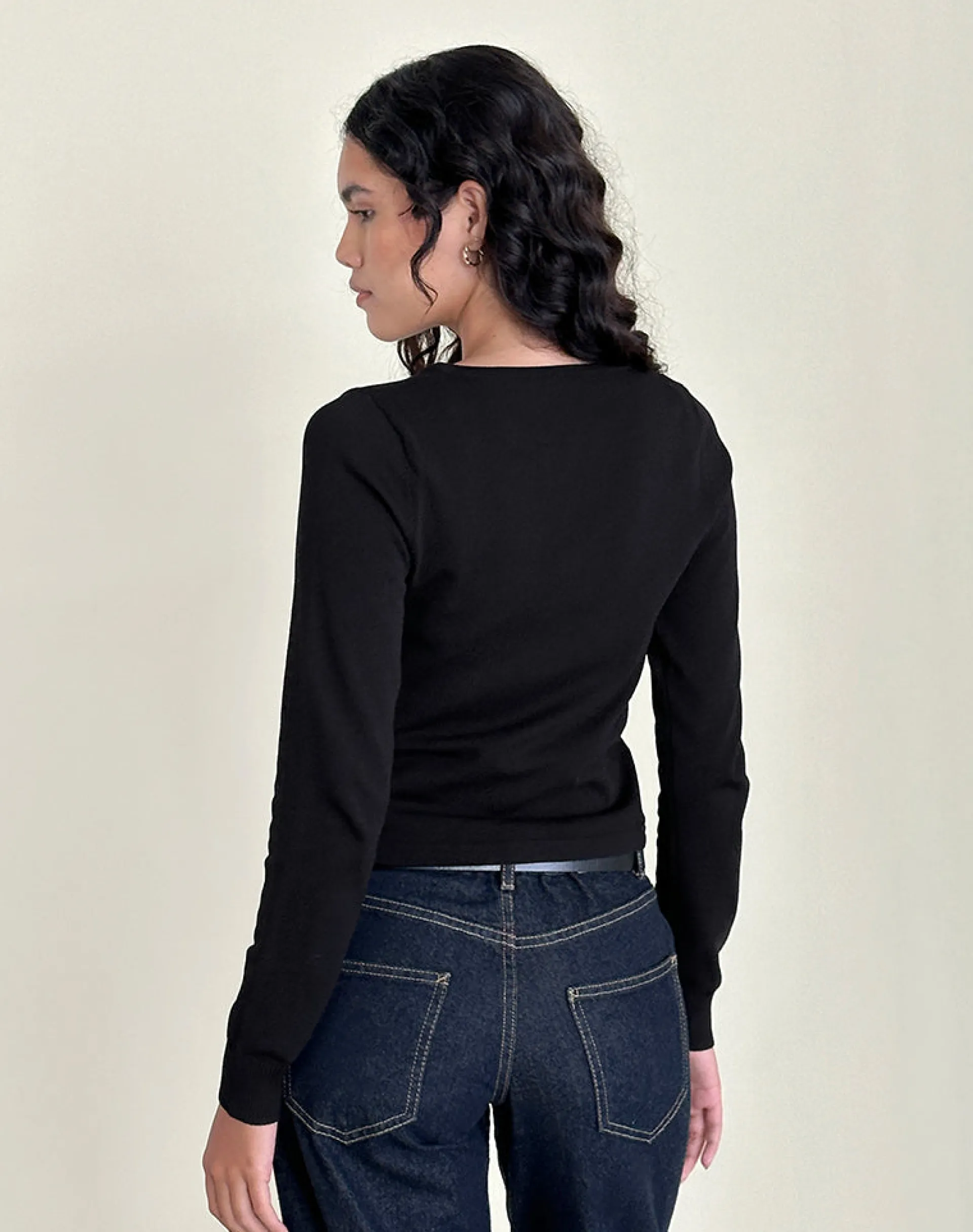 Motel Rocks Cardigans-Giovanna Cardigan in Flat Knit Black
