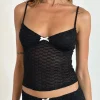 Motel Rocks Co-Ords | Strappy Tops-Grafika Cami Top in Black Heart Lace BlackHeartLace