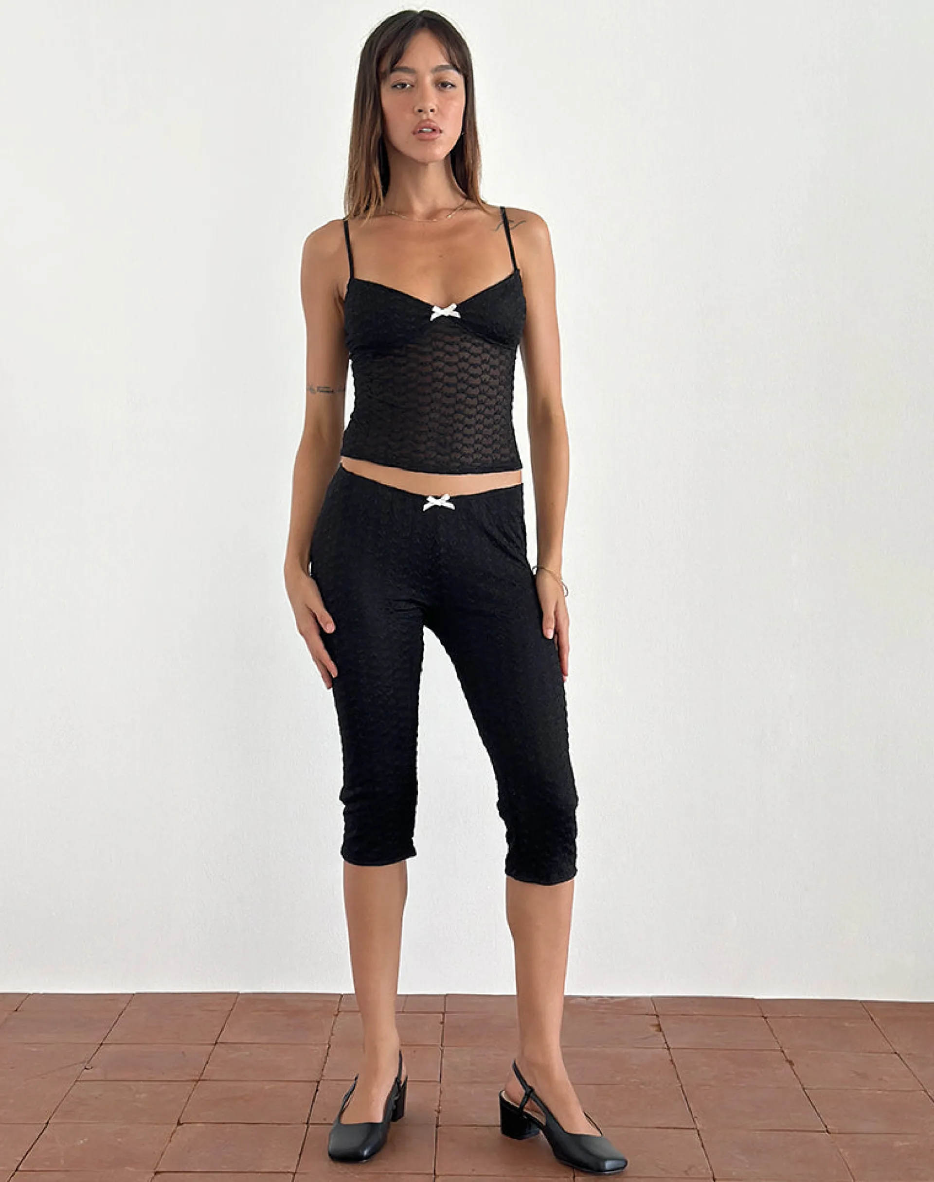 Motel Rocks Co-Ords | Strappy Tops-Grafika Cami Top in Black Heart Lace BlackHeartLace