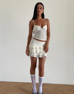 Motel Rocks Co-Ords | Strappy Tops-Grafika Cami Top in Ivory Heart Lace IvoryHeartLace