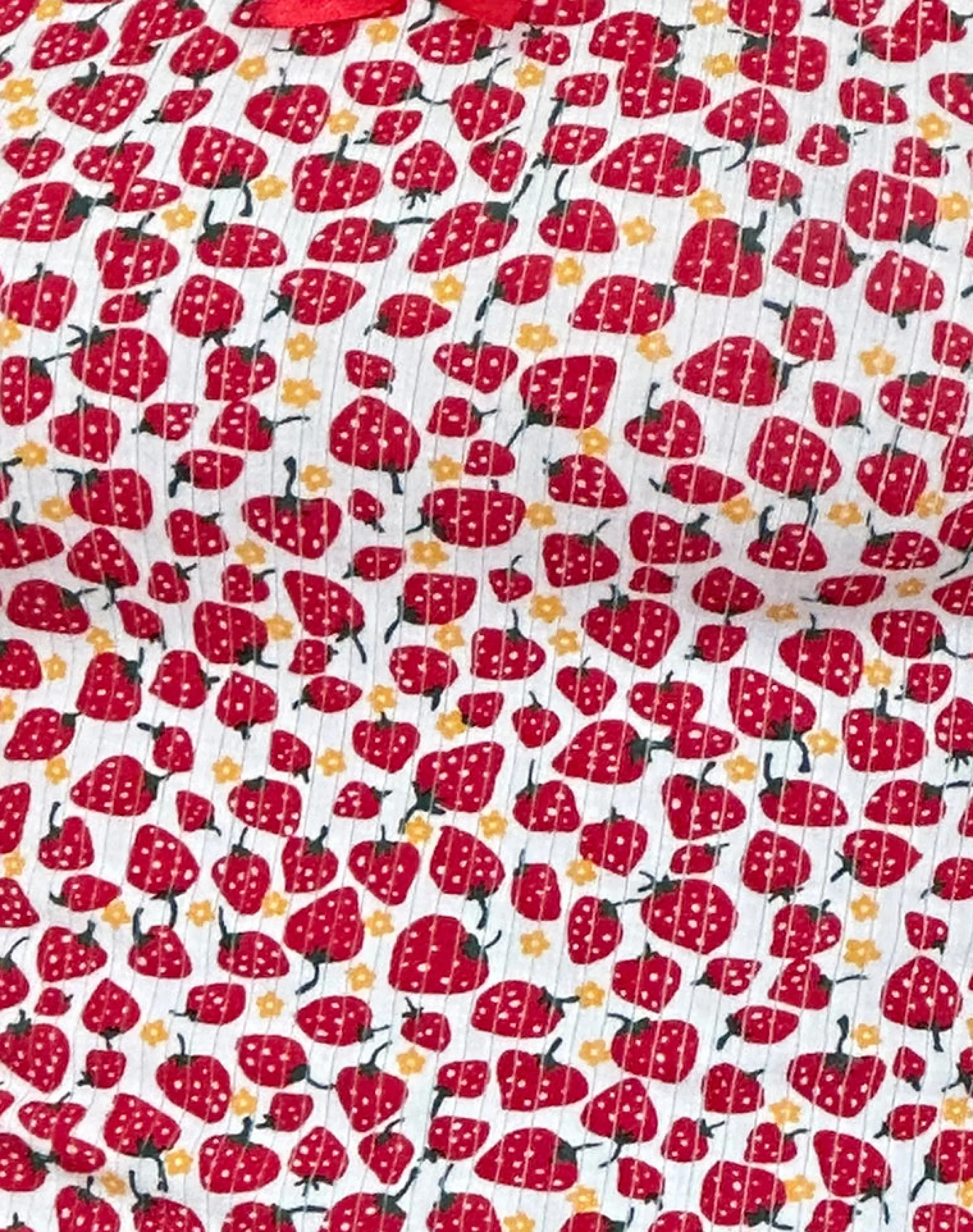 Motel Rocks Printed Tops-Grodi Fitted Top in Strawberry 2023 Print
