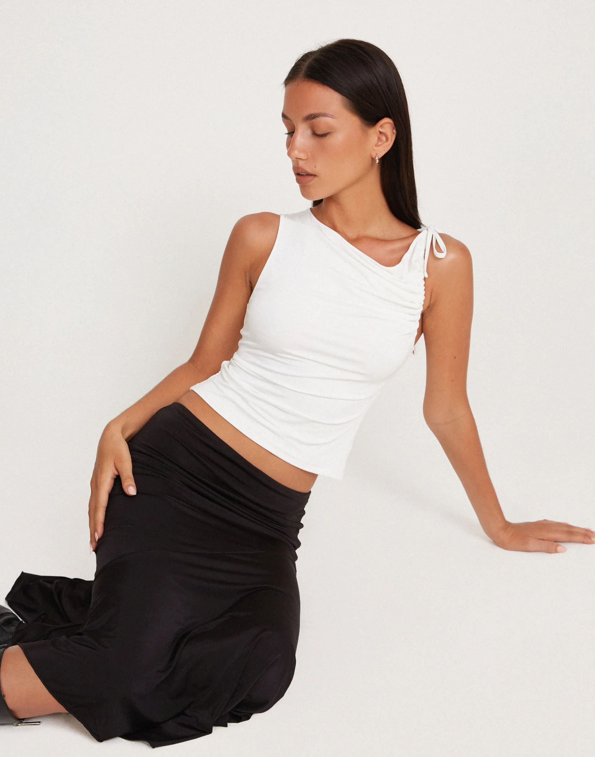 Motel Rocks Basics | Basic Tops-Hagne Crop Vest Top in Off White offwhite