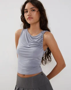 Motel Rocks Vest Tops | Basic Tops-Hagne Vest Top in Silver