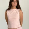 Motel Rocks Co-Ords | Vest Tops-Hala Sleeveless Top in Peach Skin Mesh PeachSkinMesh