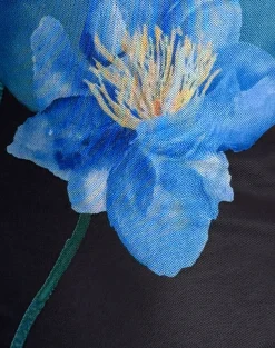 Motel Rocks Vest Tops | Printed Tops-Hala Top in Black with Blue Watercolour Flower BlackwithBlueWatercolourFlower