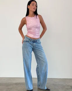 Motel Rocks Co-Ords | Vest Tops-Hala Vest Top in Pink Mini Sequin PinkMiniSequin