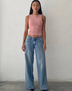 Motel Rocks Vest Tops | Printed Tops-Hala Vest Top in Pink with Rose Gold Foil PinkwithRoseGoldFoil