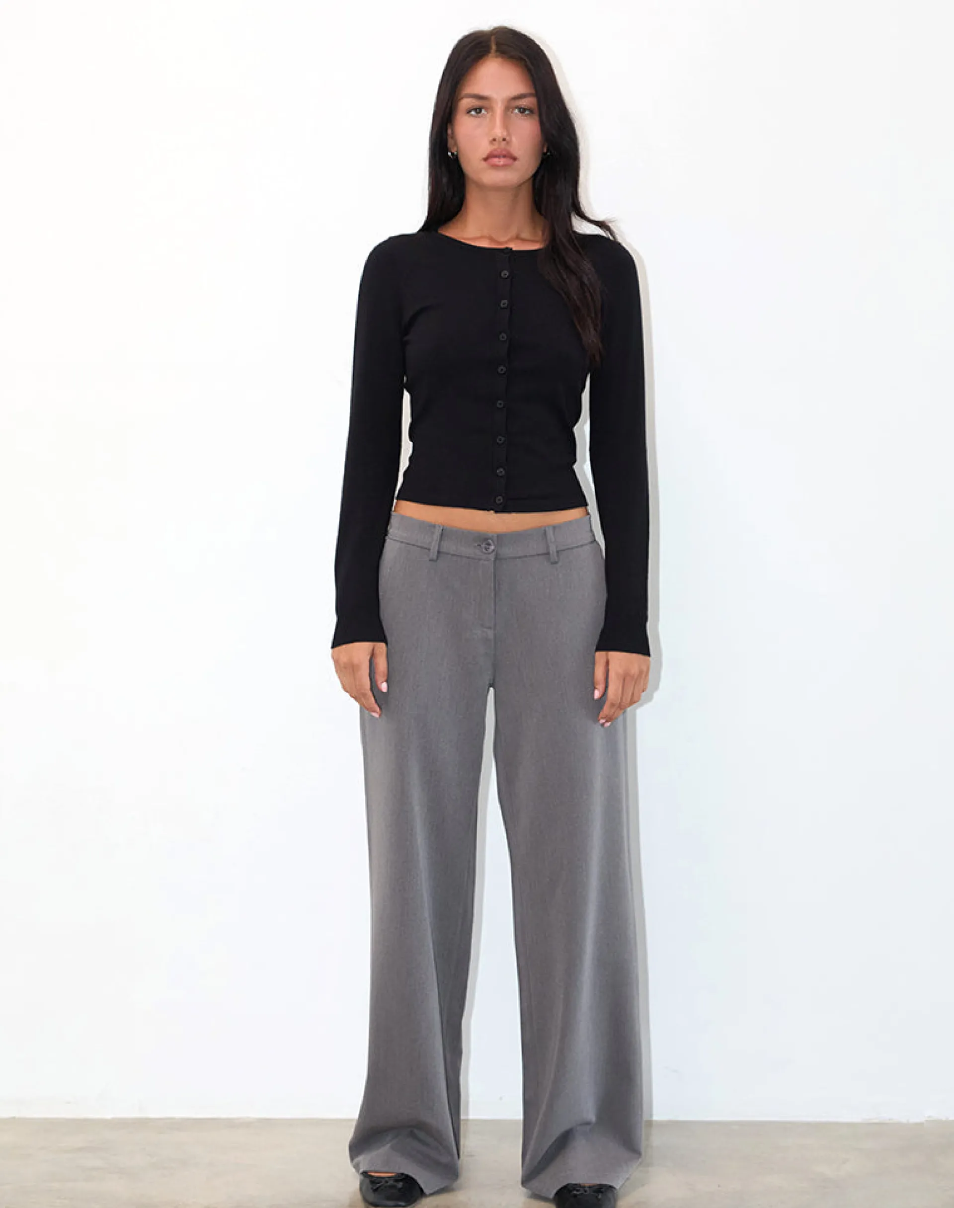 Motel Rocks Tailoring-Halda Wide Leg Trouser in Charcoal