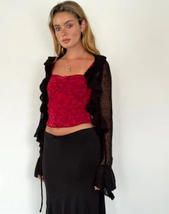 Motel Rocks Printed Tops | Strappy Tops-Hali Cami Top in Grunge Floral Flock Red GrungeFloralFlockRed