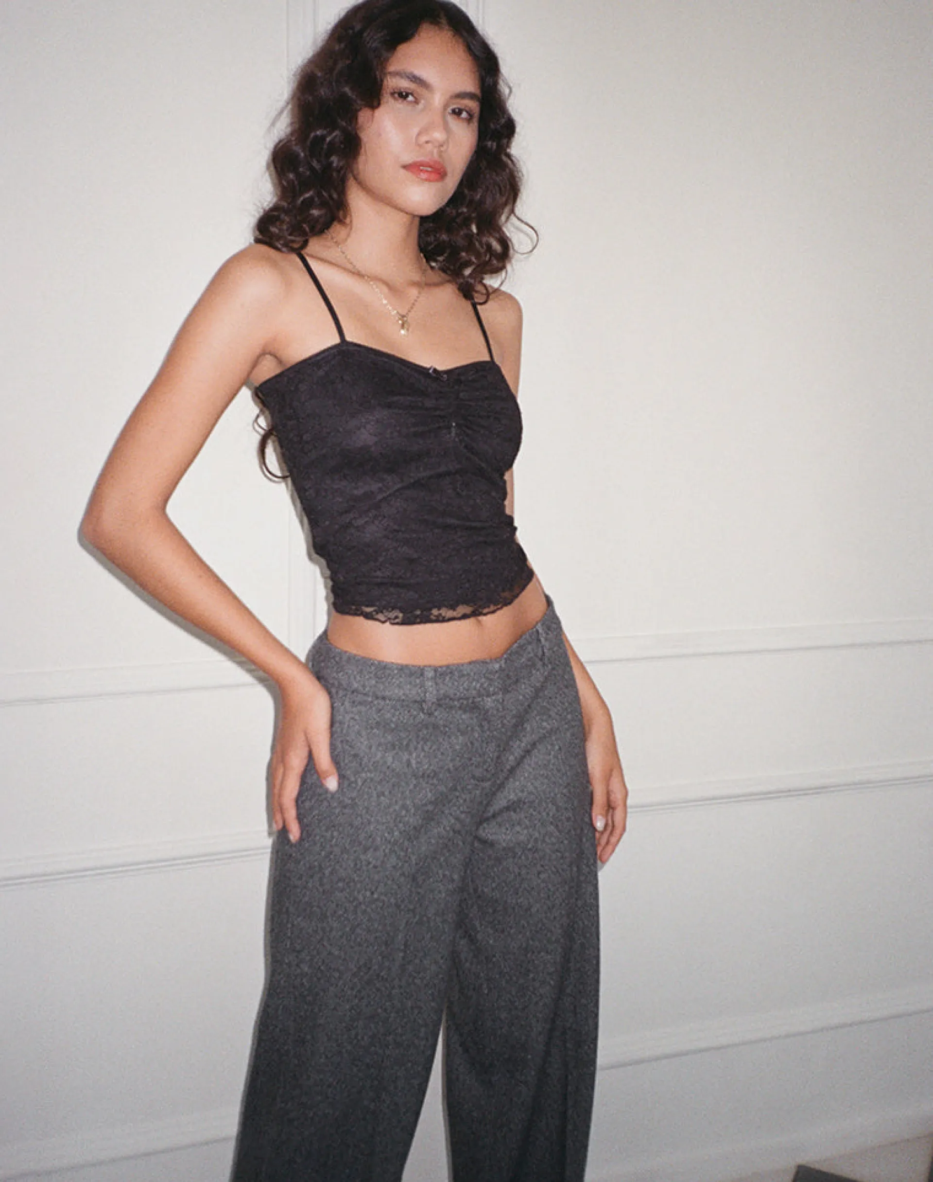 Motel Rocks Printed Tops | Strappy Tops-Hali Lace Cami Top in Orchid Black Lace OrchidBlackLace