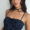 Motel Rocks Printed Tops-Halusi Crop Top in Pretty Petal Flock Black PrettyPetalFlockBlack