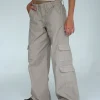 Motel Rocks Wide Leg Pants-Hansa Cargo Trouser in Stone