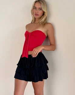 Motel Rocks Basic Tops | Bandeau Tops-Harlyn Bandeau Top in Slinky Red