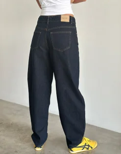 Motel Rocks Wide Leg Pants | Jeans-High Rise Barrel Jean in Indigo