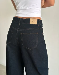 Motel Rocks Wide Leg Pants | Jeans-High Rise Barrel Jean in Indigo