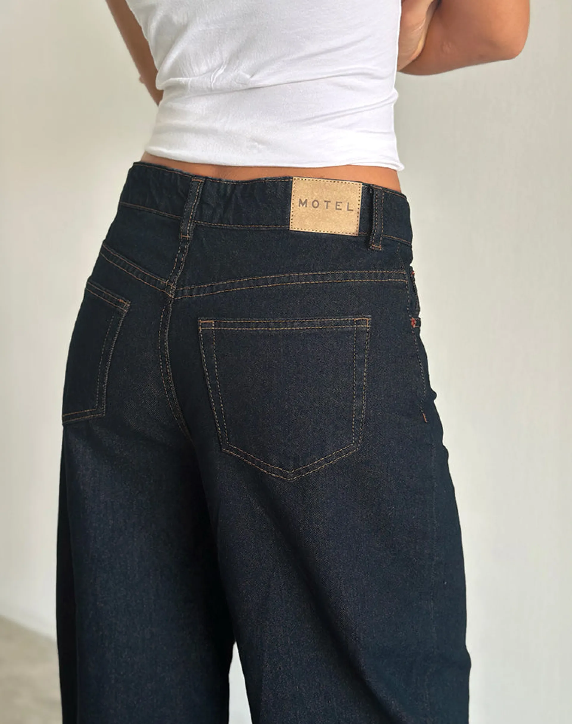 Motel Rocks Wide Leg Pants | Jeans-High Rise Barrel Jean in Indigo